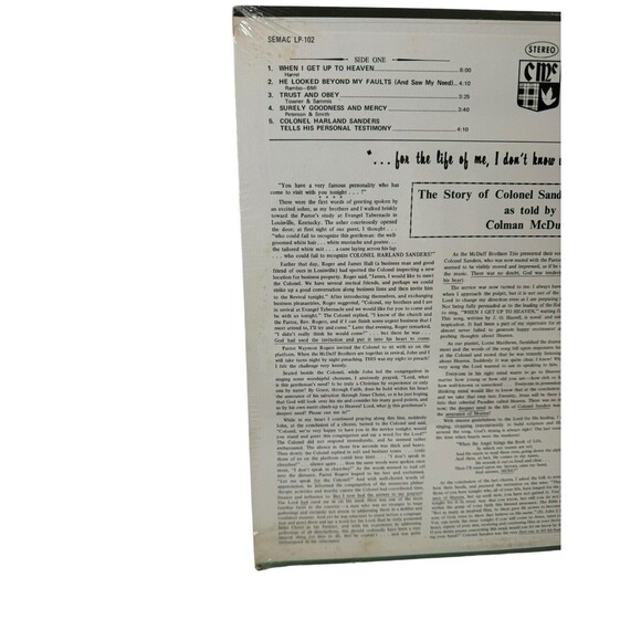 Colman McDuff Sings When I Get To Heaven Colonel Sanders Sealed Vinyl LP- Read - Picture 6 of 11